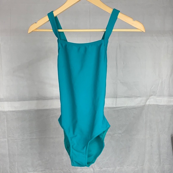 Vintage Women's Teal Ribbed One Piece Retro Bathing Swim Suit - Picture 10 of 10